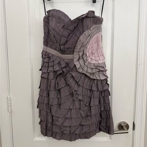 Phoebe Couture Strapless Ruffled Dress - Purple and Pink